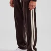 Taping Straight Leg Velour Track Pant - Chocolate