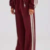 Taping Wide Leg Track Pant - Burgundy