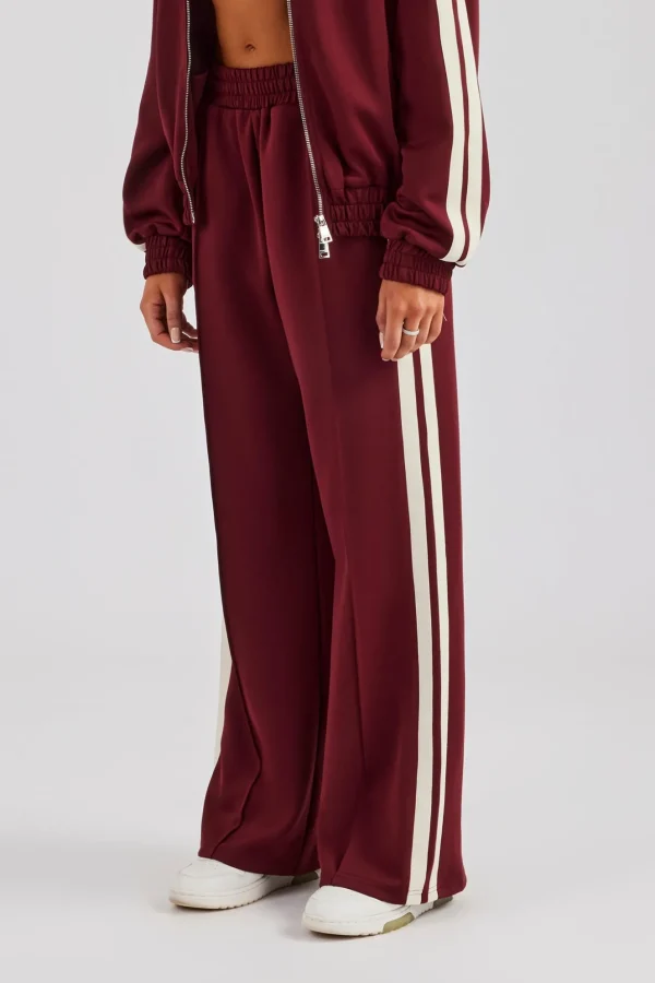 Taping Wide Leg Track Pant - Burgundy