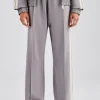 Taping Wide Leg Track Pant - Grey