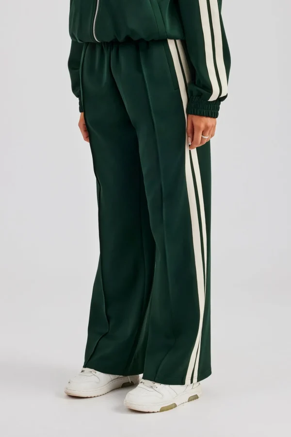 Taping Wide Leg Track Pant - Bottle Green