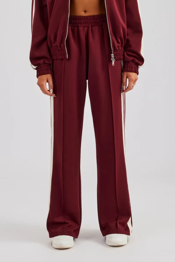 Taping Wide Leg Track Pant - Burgundy