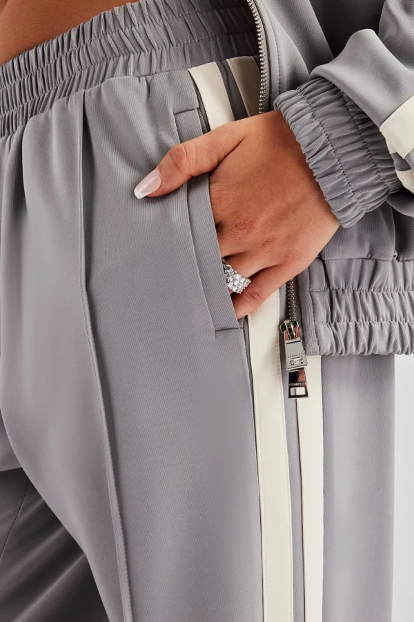 Taping Wide Leg Track Pant - Grey