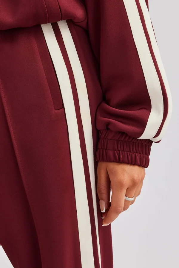 Taping Wide Leg Track Pant - Burgundy