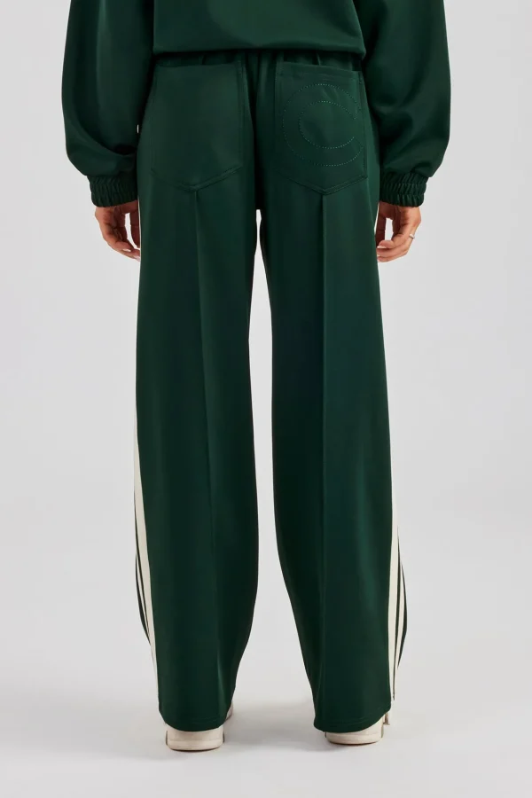 Taping Wide Leg Track Pant - Bottle Green