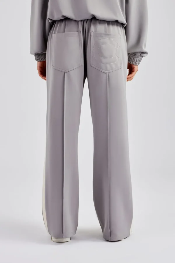 Taping Wide Leg Track Pant - Grey