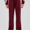 Taping Wide Leg Velour Track Pant - Burgundy