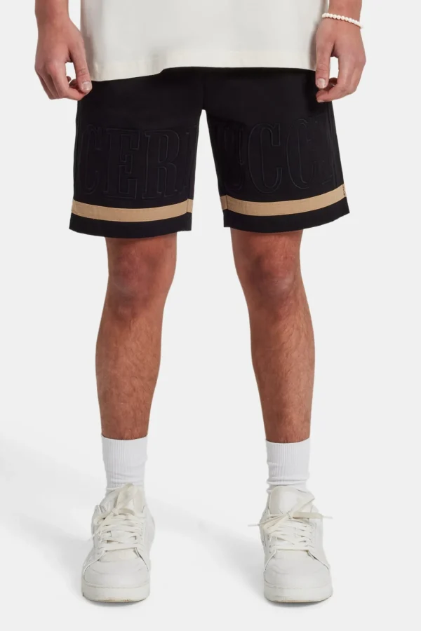 Text Panelled Shorts - Taupe