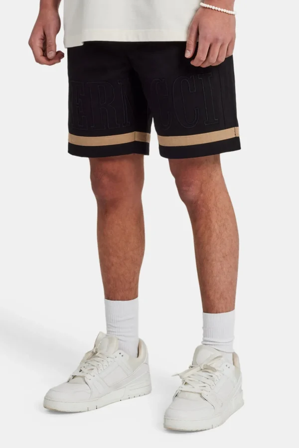 Text Panelled Shorts - Taupe