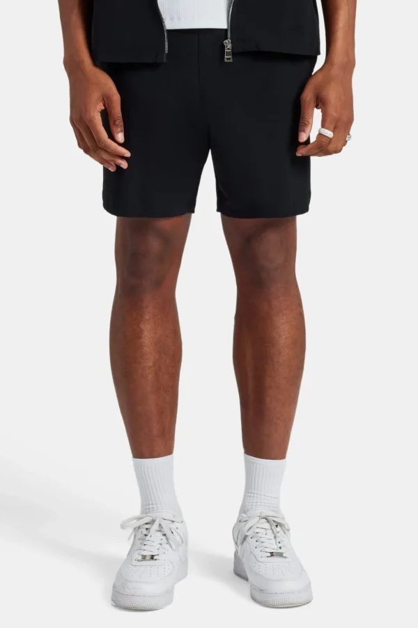 Text Pocket Elasticated Short - Black