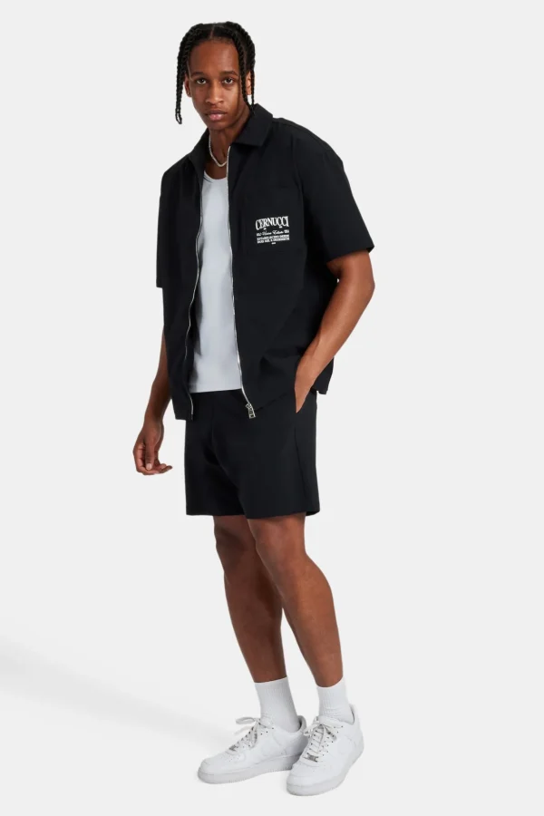 Text Pocket Elasticated Short - Black