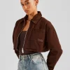 Twill Cord Collar Harrington Jacket - Chocolate