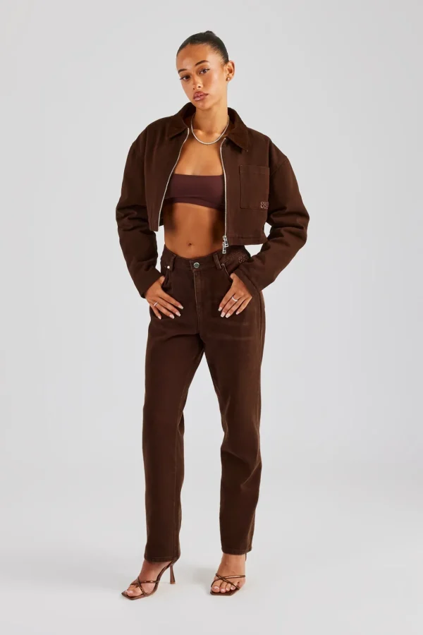 Twill Cord Collar Jacket & Trouser - Chocolate