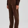 Twill Embroidered Trouser- Chocolate