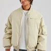 Twill Utility Heavy Bomber Jacket - Off White