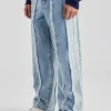 Two Tone Denim Stacked Jean - Light Blue