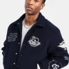 Varsity Harrington Bomber Jacket - Navy