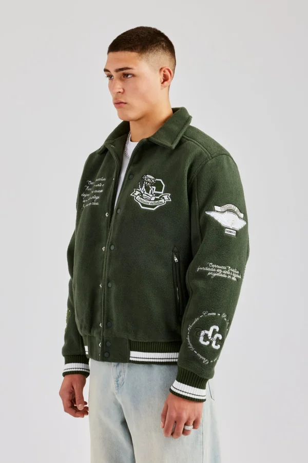 Varsity Harrington Bomber Jacket - Green