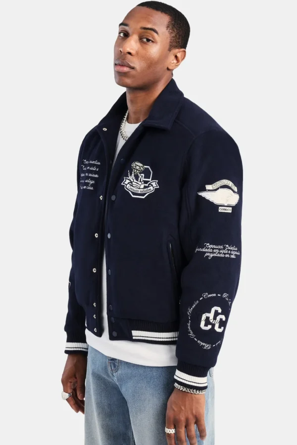 Varsity Harrington Bomber Jacket - Navy