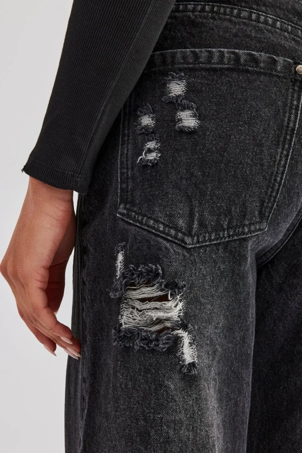 Waistband Insert Baggy Jean - Washed Black