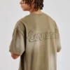 Washed Applique Boxy T-Shirt - Khaki