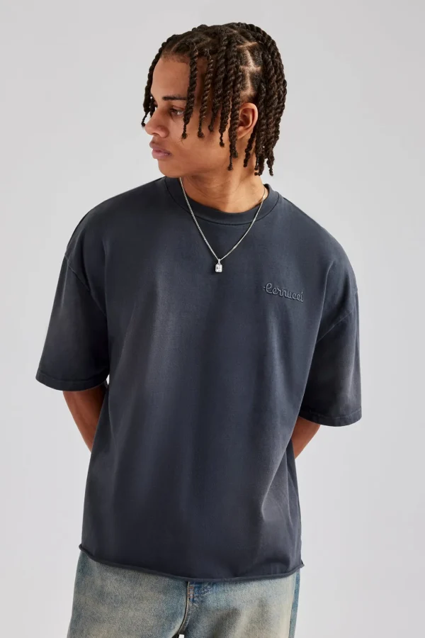 Washed Applique Boxy T-Shirt - Acid Wash