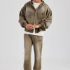 Washed Applique Zip Through Tracksuit - Khaki