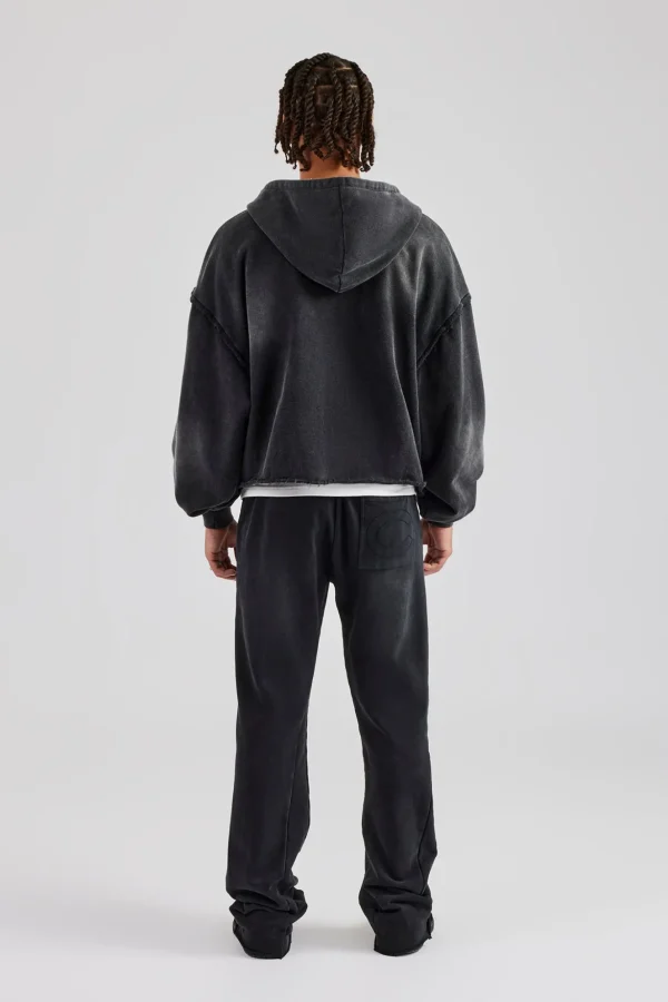 Washed Applique Zip Through Tracksuit - Acid Wash