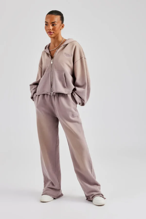 Washed Boxy Fit Zip Through Tracksuit - Mauve