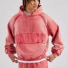 Washed Cernucci Drawcord Hoodie - Washed Red