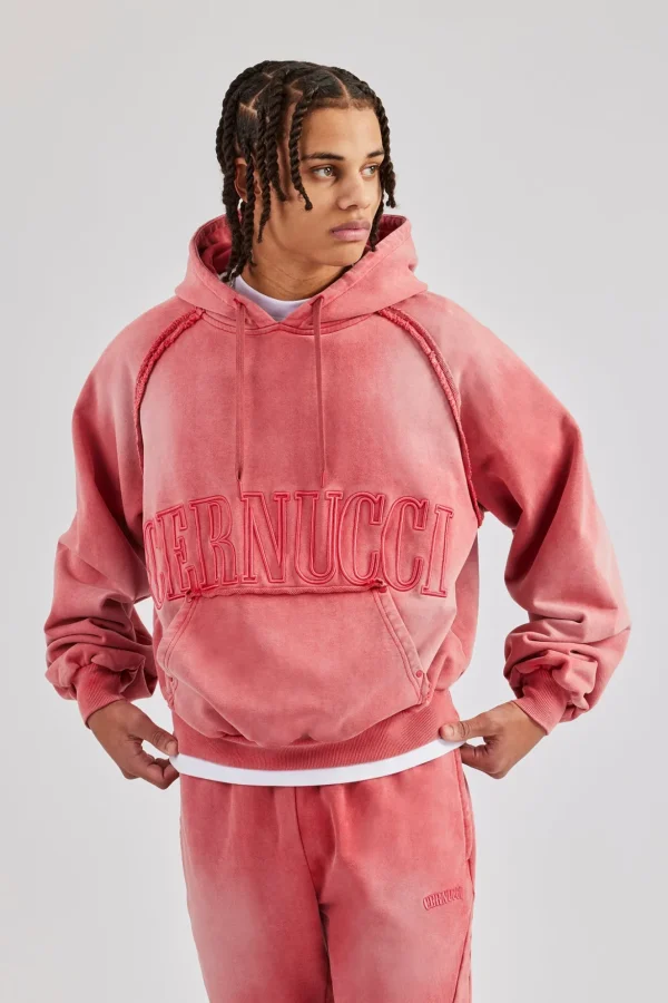 Washed Cernucci Drawcord Hoodie - Washed Red