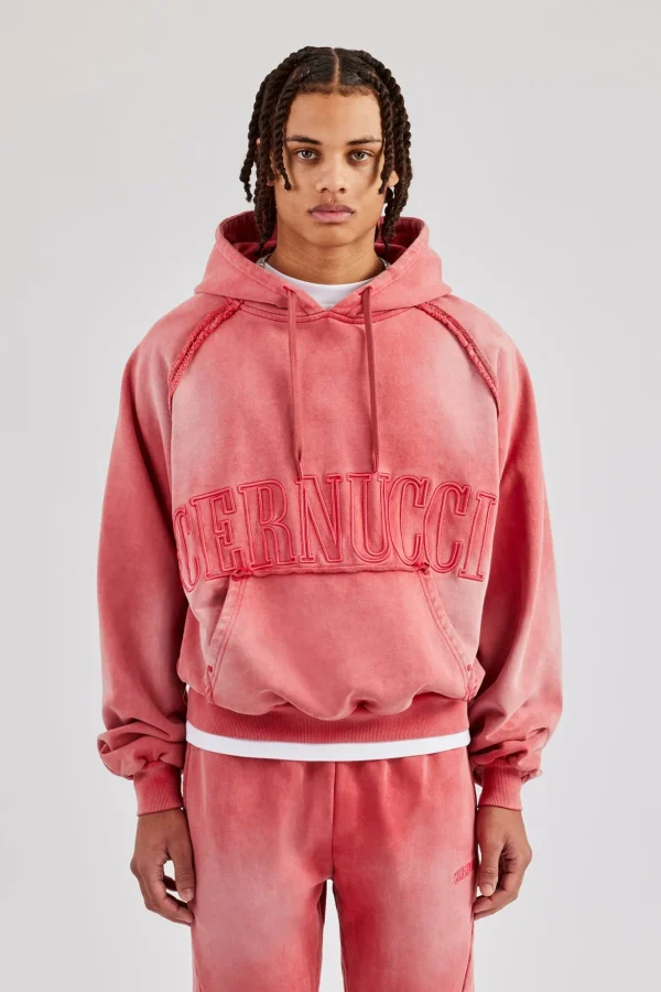 Washed Cernucci Drawcord Hoodie - Washed Red