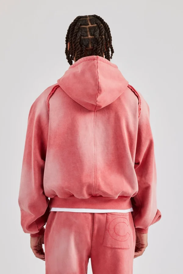 Washed Cernucci Drawcord Hoodie - Washed Red