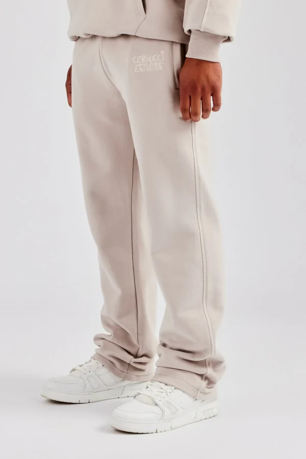 Washed Contrast Stitch Pearl Jogger - Stone