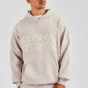 Washed Contrast Stitch Pearl Hoodie - Stone