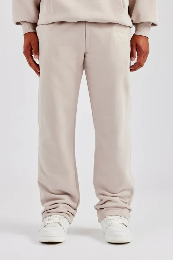 Washed Contrast Stitch Pearl Jogger - Stone