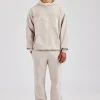 Washed Contrast Stitch Tracksuit - Stone