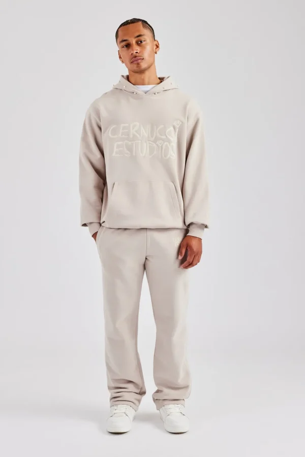 Washed Contrast Stitch Tracksuit - Stone