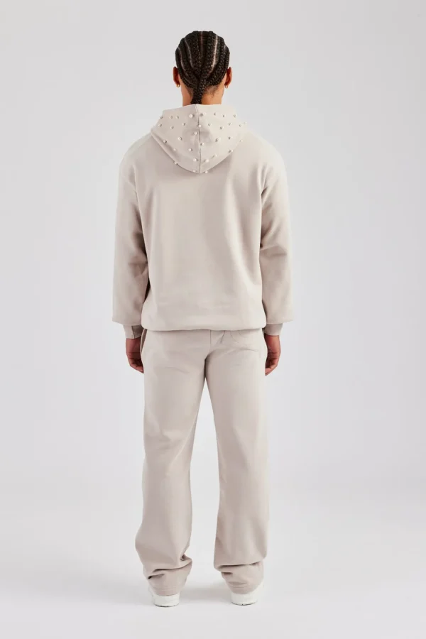 Washed Contrast Stitch Tracksuit - Stone