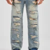 Washed Distressed Relaxed Jean - Antique Wash