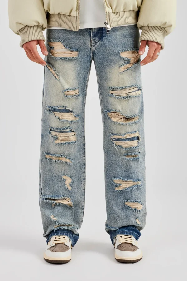 Washed Distressed Relaxed Jean - Antique Wash