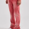 Washed Flared Drawcord Jogger - Washed Red