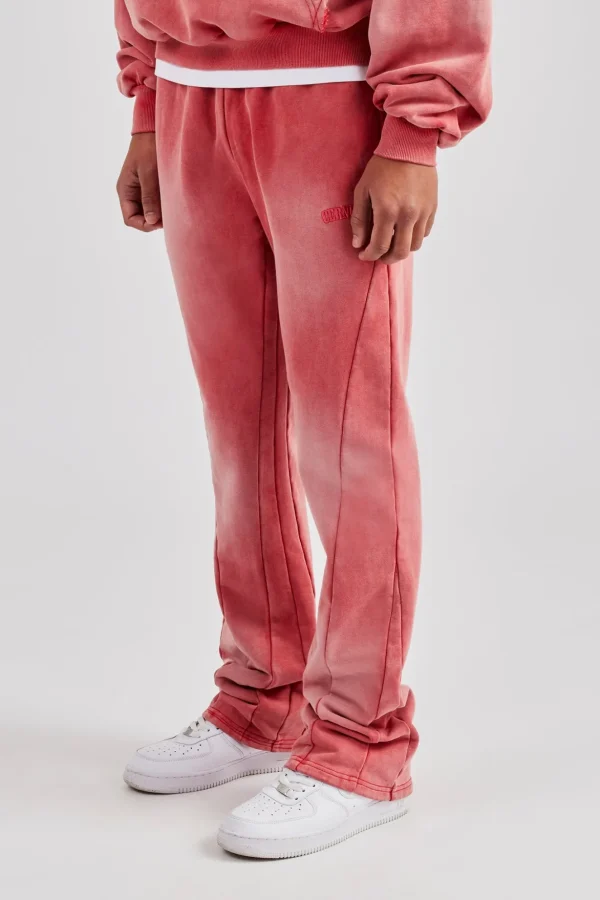 Washed Flared Drawcord Jogger - Washed Red