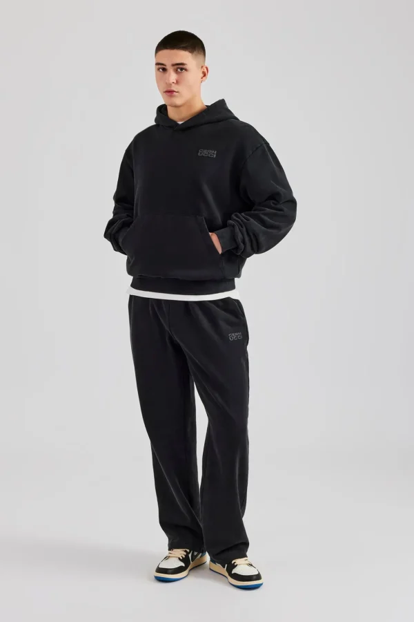 Washed Hooded Tracksuit - Black