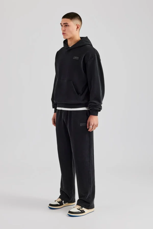 Washed Hooded Tracksuit - Black