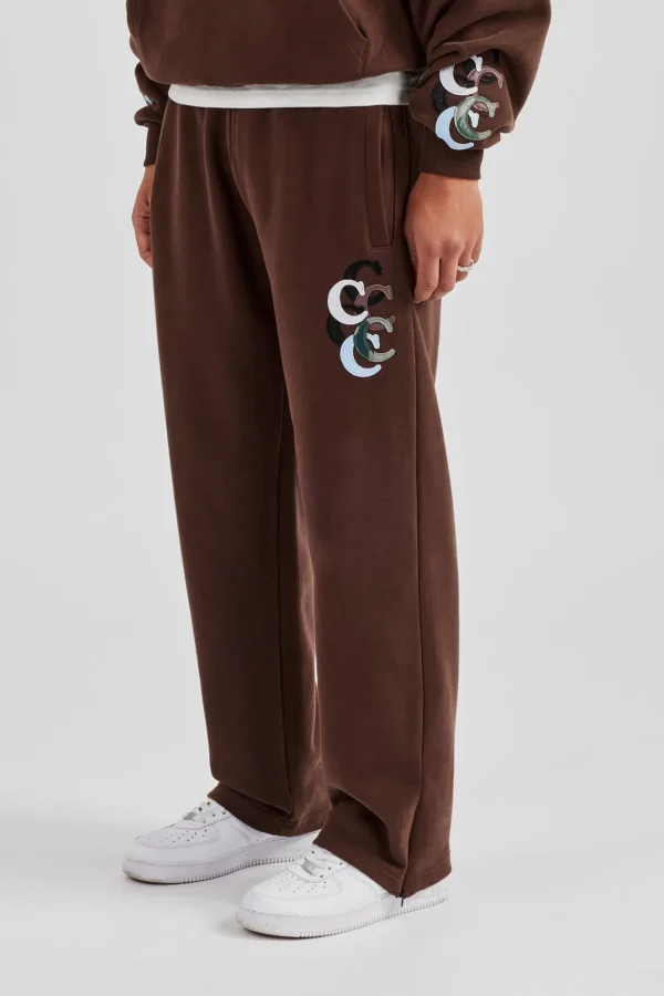 Washed Layered Applique Jogger - Chocolate