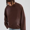 Washed Oversized Long Sleeve T-Shirt - Chocolate