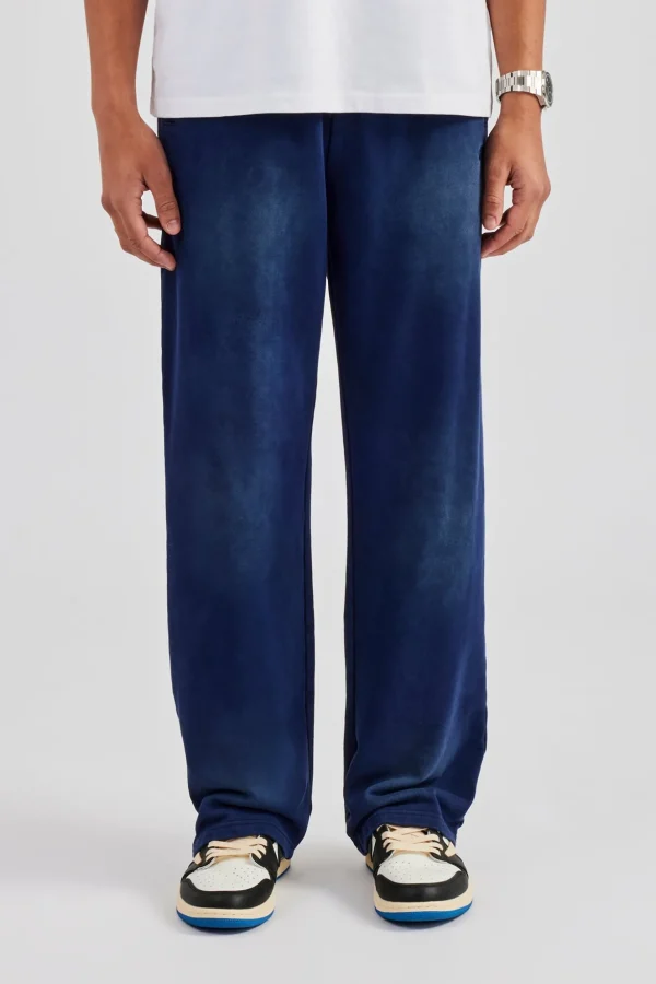 Washed Straight Leg Jogger - Navy Blue