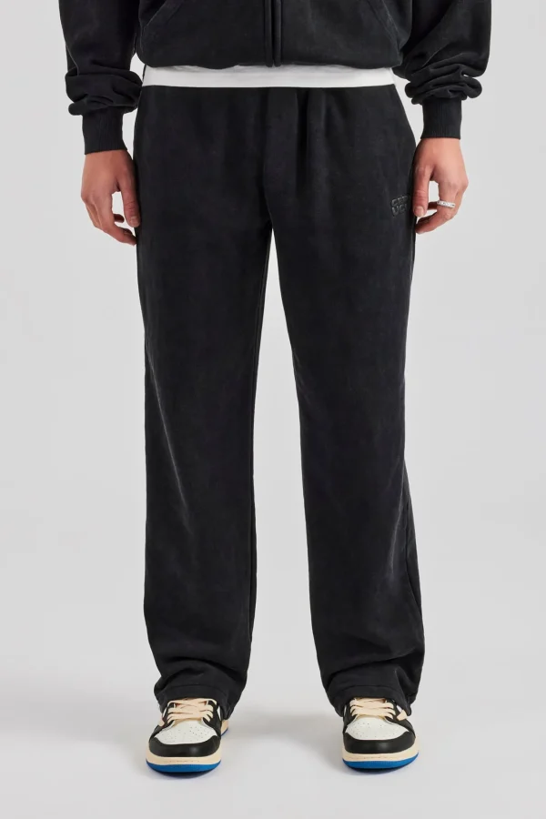 Washed Straight Leg Jogger - Black