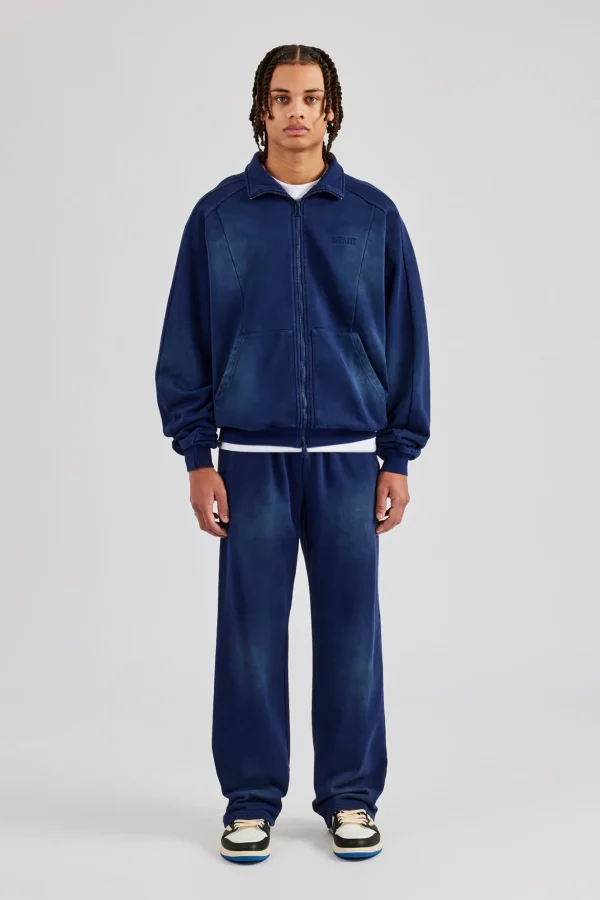 Washed Straight Leg Jogger - Navy Blue